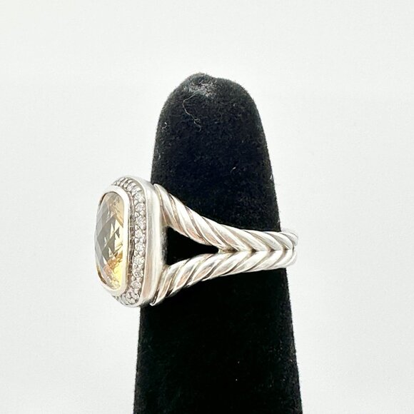 David Yurman Albion Ring w/ Citrine, Pavé White Diamonds & 18K Yellow Gold Sz. 5 - Picture 3 of 13